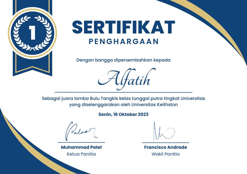 Contoh sertifikat.