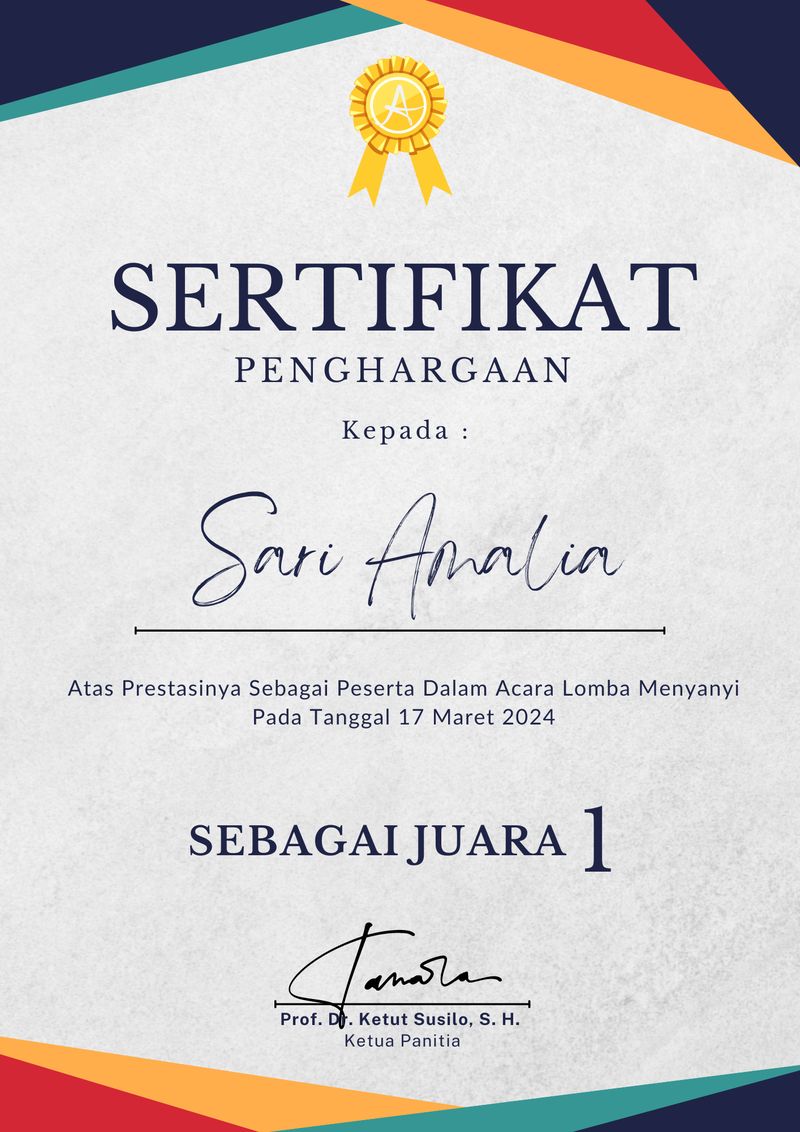 Contoh sertifikat.