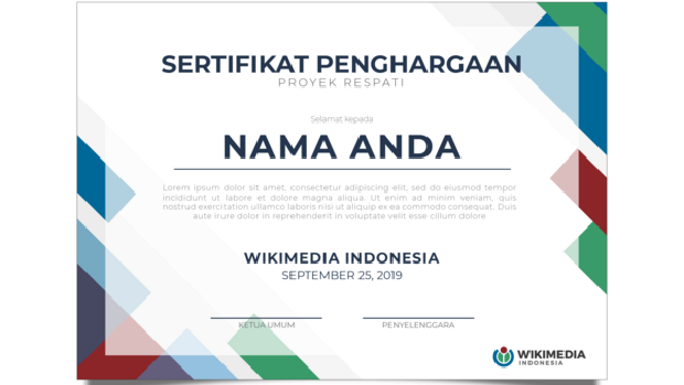 Contoh sertifikat.