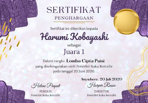 Contoh sertifikat.