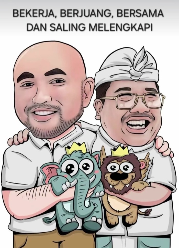 Gambar karikatur Made Muliawan Arya alias De Gadjah dan Putu Agus Suradnya.