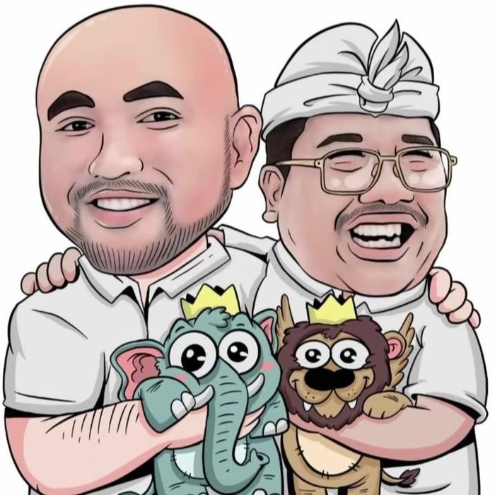 Gambar karikatur Made Muliawan Arya alias De Gadjah dan Putu Agus Suradnya.