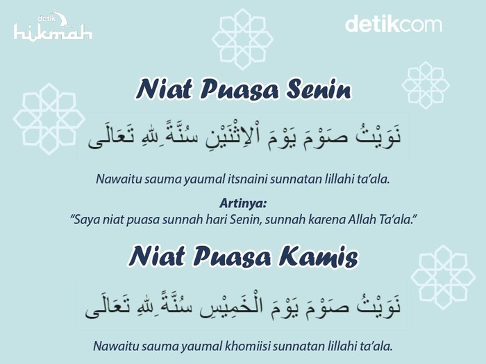 Infografis niat puasa Senin Kamis