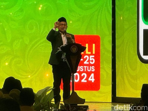 Ketum PKB Muhaimin Iskandar atau Cak Imin saat penutupan Muktamar PKB di Nusa Dua, Kuta Selatan, Badung, Bali, Minggu (25/8/2024). (Foto: Rizki Setyo Samudero/detikBali)