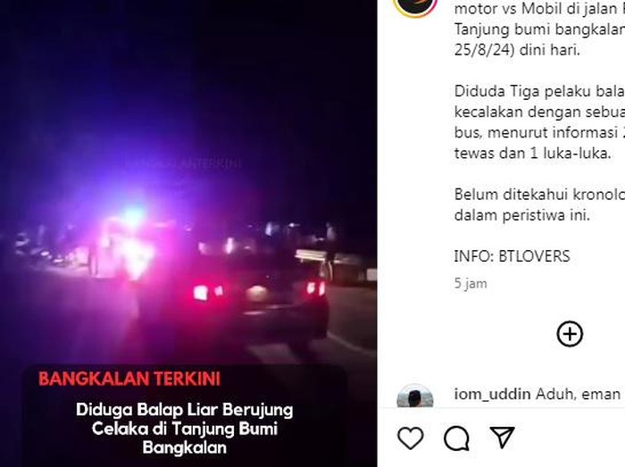 Tangkapan layar video kecelakaan diduga akibat balap liar.