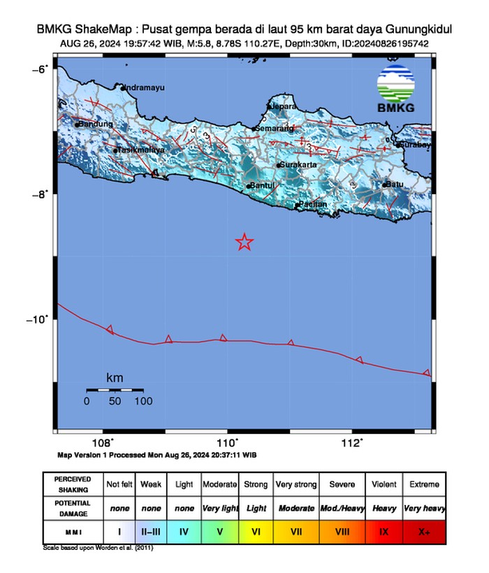 Gempa Jogja M 5,8 26 Agustus 2024. (Dok BMKG)