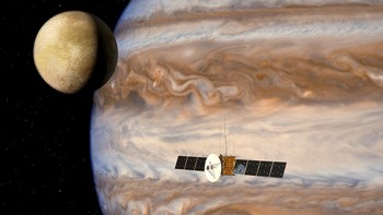 Misi penjelajah bulan JUpiter ICy, JUICE, terlihat dalam potret artistik dari NASA.