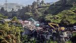 Foto Udara Penertiban Tahap Dua Lapak PKL di Puncak Bogor