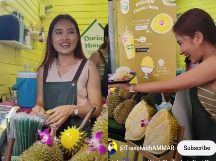 penjual smoothies durian cantik di Thailand