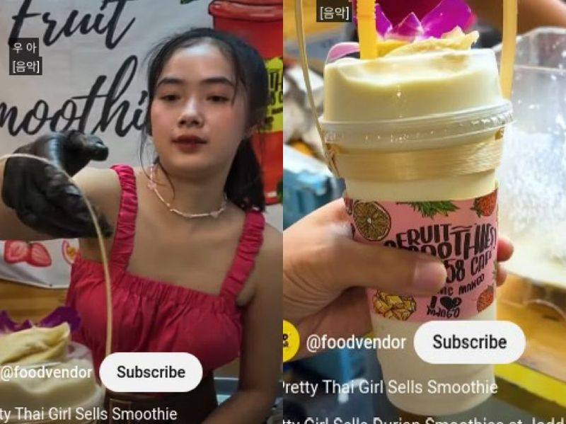 penjual smoothies durian cantik di Thailand