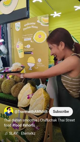 penjual smoothies durian cantik di Thailand