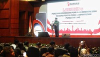 Ketua KPU Mochammad Afifuddin juga memberikan sambutan dalam peluncuran Pemetaan Kerawanan Pemilihan Serentak 2024 Tahapan Pencalonan, Kampanye, dan Pungut Hitung.  