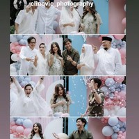 Tampil cantik mengenakan dress bunga berwarna hijau senada dengan suaminya, baby bump di perut Vicy sudah jelas terlihat. Diketahui beberapa bulan lagi istri Kevin Aprilio itu memang akan segera melahirkan. Foto: Instagram/@kevinaprilio