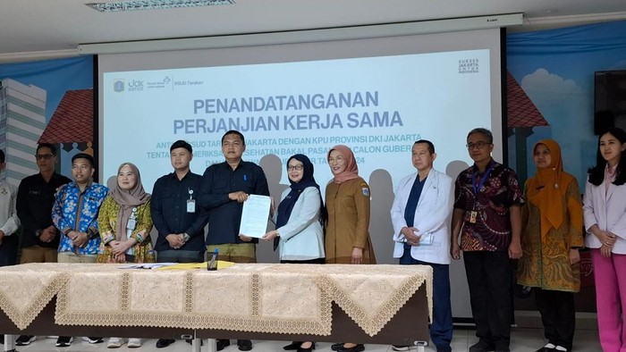 Konferensi pers KPU RI dan RSUD Tarakan terkait pemeriksaan kesehatan peserta Pilgub Jakarta.