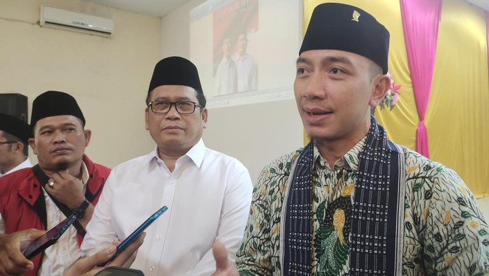 Partai PKB mendeklarasikan pasangan Hasbi Asyidiki Jayabaya dan Amir Hamzah sebagai calon Bupati dan Wakil Bupati Lebak pada Pilkada 2024. (Foto: Fathul Rizkoh/detikcom)