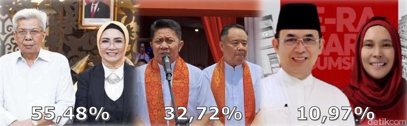 Suara sah parpol pendukung 3 paslon di Pilgub Sumsel.