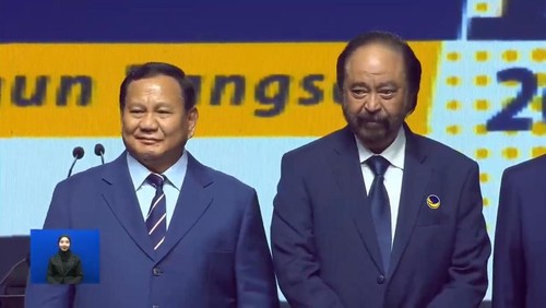 Surya Paloh dan Prabowo di Kongres NasDem