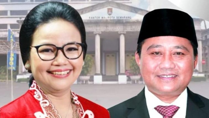 Foto pasangan bakal calon Wali Kota Semarang dan Wakil Wali Kota Semarang, Agustina Wilujeng dan Iswar Aminuddin, dari PDIP. Diunggah Rabu (28/8/2024).