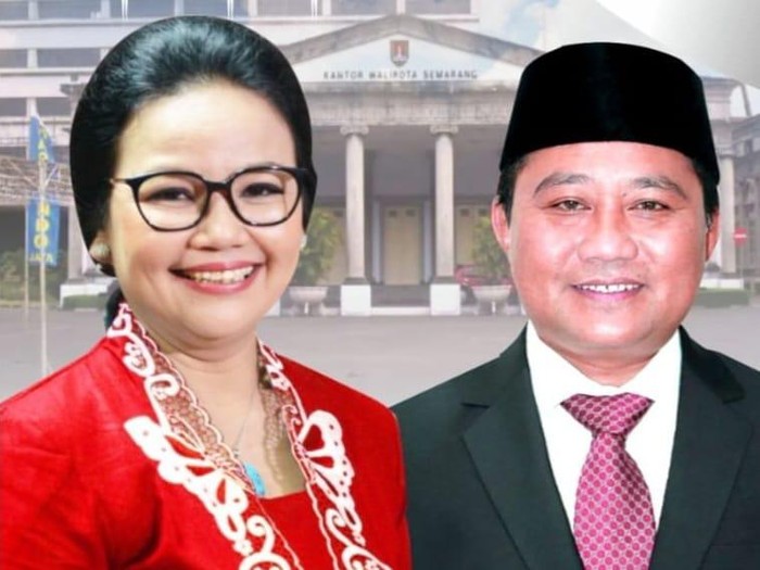 Foto pasangan bakal calon Wali Kota Semarang dan Wakil Wali Kota Semarang, Agustina Wilujeng dan Iswar Aminuddin, dari PDIP. Diunggah Rabu (28/8/2024).