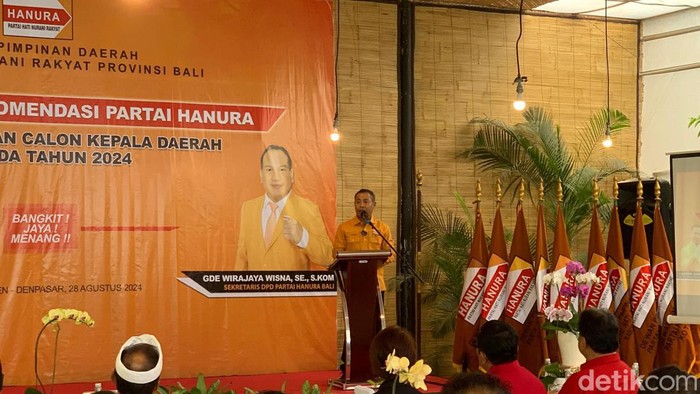 Ketua DPD Hanura Bali I Kadek Arimbawa di Denpasar, Rabu (28/8/2024).