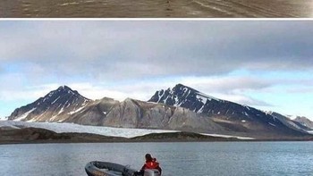 Samudra Arktik difoto di tempat yang sama, 105 tahun lalu vs hari ini. Esnya sudah meleleh akibat pemanasan global. Foto: Historyfeels via Boredpanda