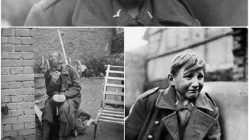 Foto ketakutan seorang tentara Jerman berusia enam belas tahun selama Perang Dunia II. Foto: Historyfeels via Boredpanda