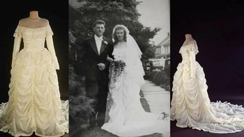 Gaun pengantin terbuat fari parasut yang menyelamatkan nyawa suaminya di Perang Dunia II. Foto: Historyfeels via Boredpanda