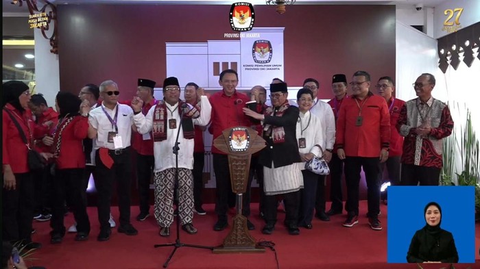 Pramono Anung-Rano Karno daftar ke KPU Jakarta, diantar Ahok hingga Prasetyo Edi.
