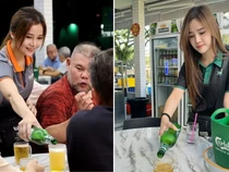 Wanita Penjual Minuman Ini Dipuji Karena Kecantikannya