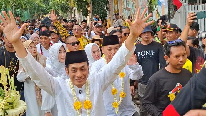 Bonie-Bagus, paslon peserta Pilwali Madiun yang diusung Golkar dan Perindo daftar ke KPU.