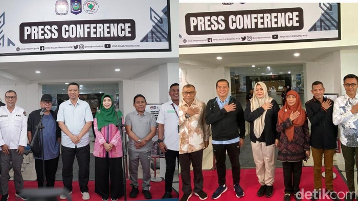 Kolase foto tiga paslon pilgub NTB saat menjalani tes kesehatan di RSUD NTB, Jumat (30/8/2024). (Helmy Akbar / detikBali)