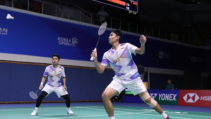 Ganda putra Indonesia Leo Rolly Carnando/Bagas Maulana di Korea Open 2024.