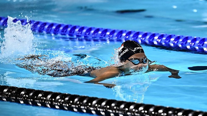 Paris , France - 29 August 2024; Syuci Indriani of Indonesia during the Womens 100m Butterfly S14 Final on day one of the Paris 2024 Paralympic Games at La Défense Arena in Paris, France. (Photo By Harry Murphy/Sportsfile via Getty Images)