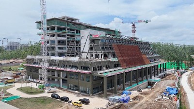 Potret Pembangunan Rumah Sakit Vertikal di IKN, Tengahnya Terbelah!