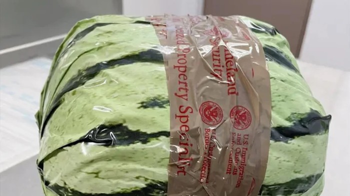 Sabu dikemas menyerupai semangka oleh oknum penyelundup di perbatasan Meksiko-Amerika Serikat.