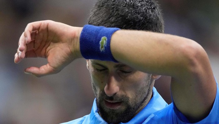 Tennis - U.S. Open - Flushing Meadows, New York, United States - August 30, 2024
Novak Djokovic of Serbia reacts during his third round match against Alexei Popyrin of Australia REUTERS/Eduardo Munoz     TPX IMAGES OF THE DAY