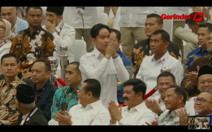 Gibran Rakabuming di penutupan Rapimnas Gerindra, 31 Agustus 2024. (Tangkapan Layar YouTube Gerindra)