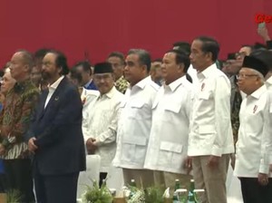Jokowi Hadiri Rapimnas Gerindra, Pakai Baju dan Celana Khas Gerindra