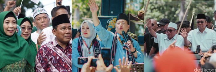 Kolase foti tiga paslon Pilgub NTB (dari kiri): Rohmi-Firin, Iqbal-Dinda, Zul-Uhel.
