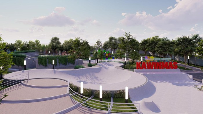 Rencana desain taman Kawinmas Karawang