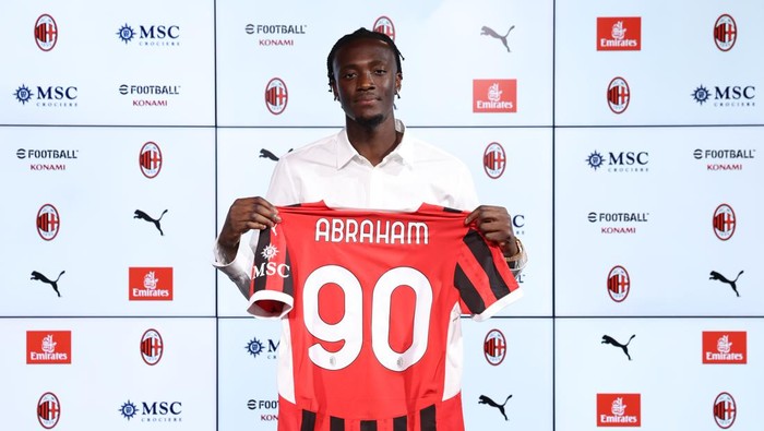 MILAN, ITALY - AUGUST 30: AC Milan new signing Tammy Abraham poses for a photo at Casa Milan at Casa Milan on August 30, 2024 in Milan, Italy. (Photo by Giuseppe Cottini/AC Milan via Getty Images)