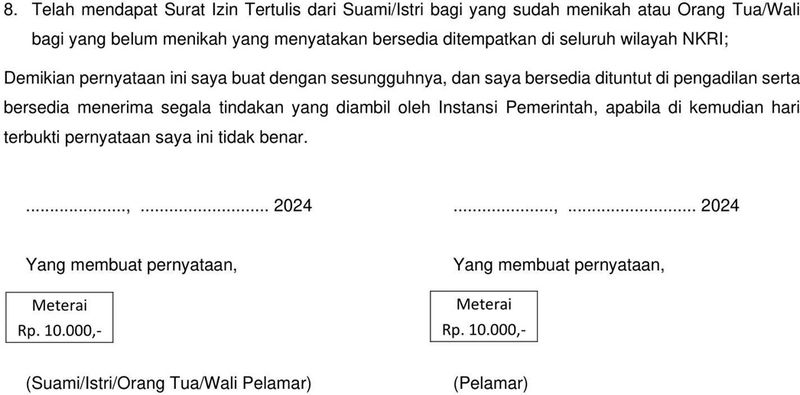 Contoh surat lamaran dan pernyataan