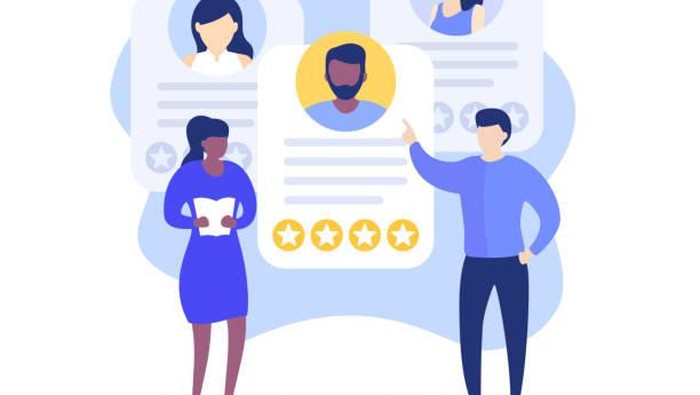 recruiting, HR and employee review, team building, vector