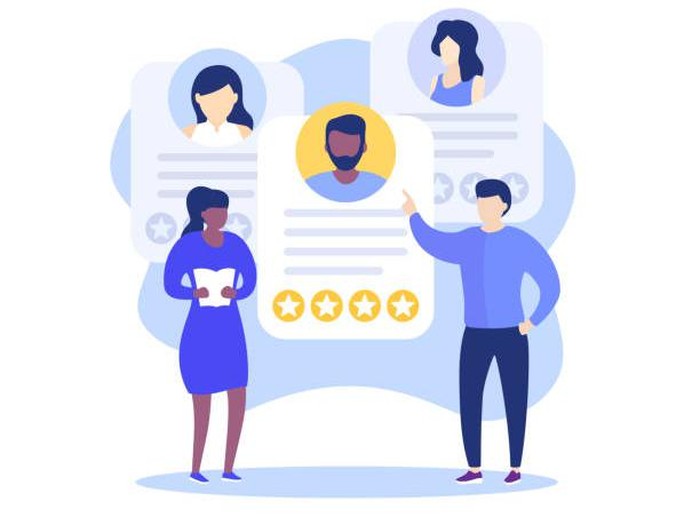recruiting, HR and employee review, team building, vector