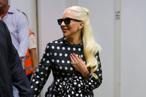 VENICE, ITALY - SEPTEMBER 02: Lady Gaga and Michael Polansky are seen arriving at the Venice's airport during the 81st Venice International Film Festival at  on September 02, 2024 in Venice, Italy. (Photo by Franco Origlia/Getty Images)