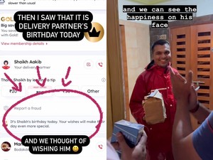 So Sweet! Pengantar Makanan Ini Dapat Kejutan Ultah dari Pelanggan