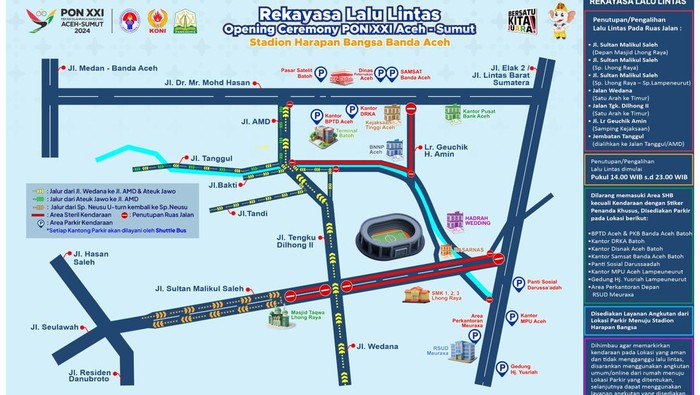 Rekayasa lalu lintas saat opening ceremony PON XXI Aceh-Sumut. (Dok Ditlantas Polda Aceh)