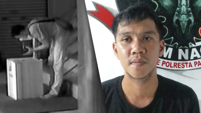 Tampang pelaku sebelum dan setelah ditangkap polisi.