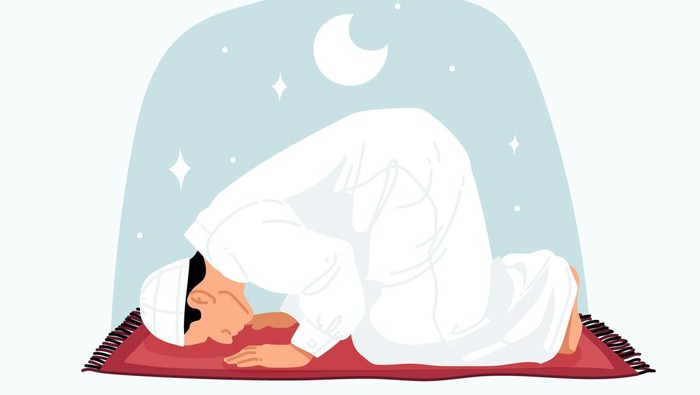 Ilustrasi orang sedang sujud saat sholat