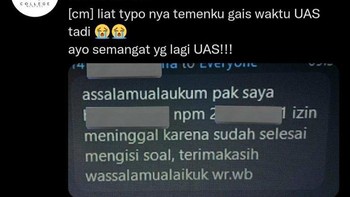 Penuh perjuangan buat selesaikan soal UAS tadi. Foto: X/kekocakandunia